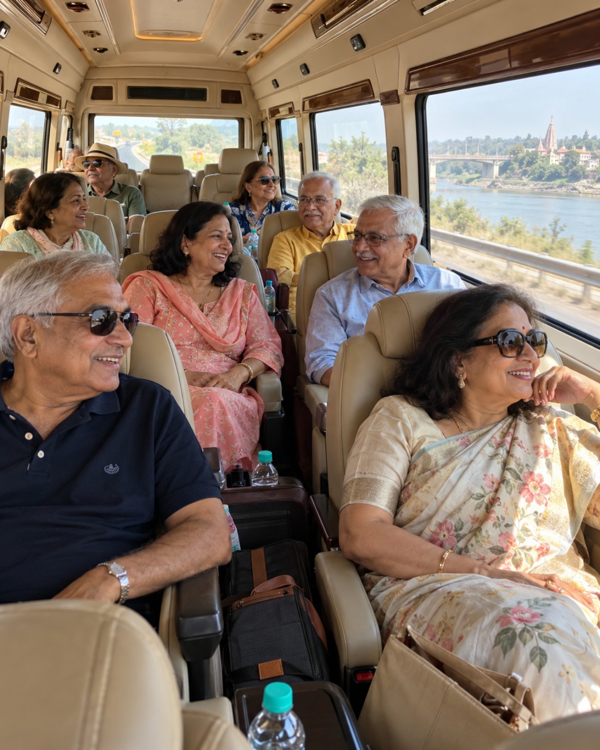 Indian travellers enjoying a gentle optional group wellness session