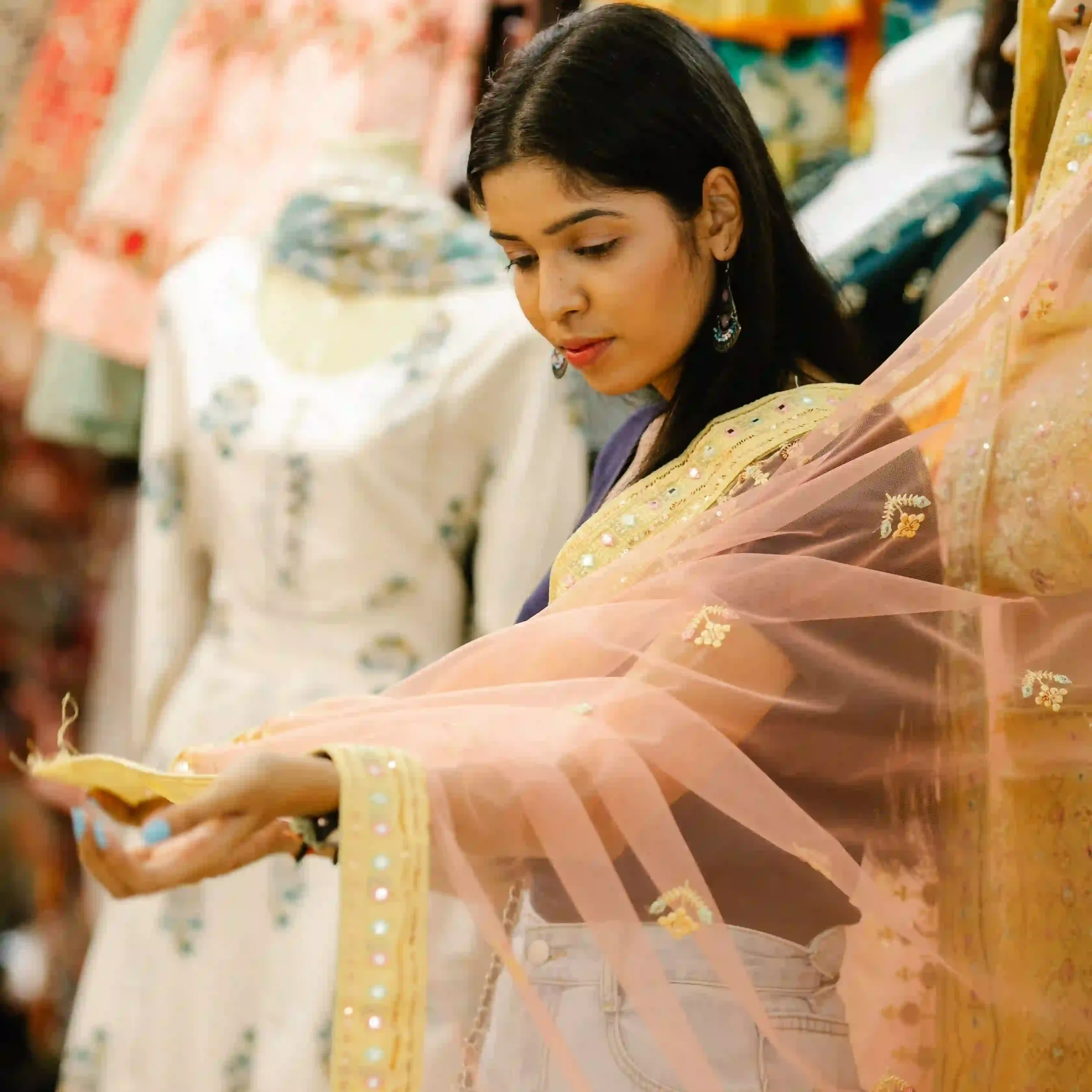 Indian woman experiencing traditional clothing and local culture