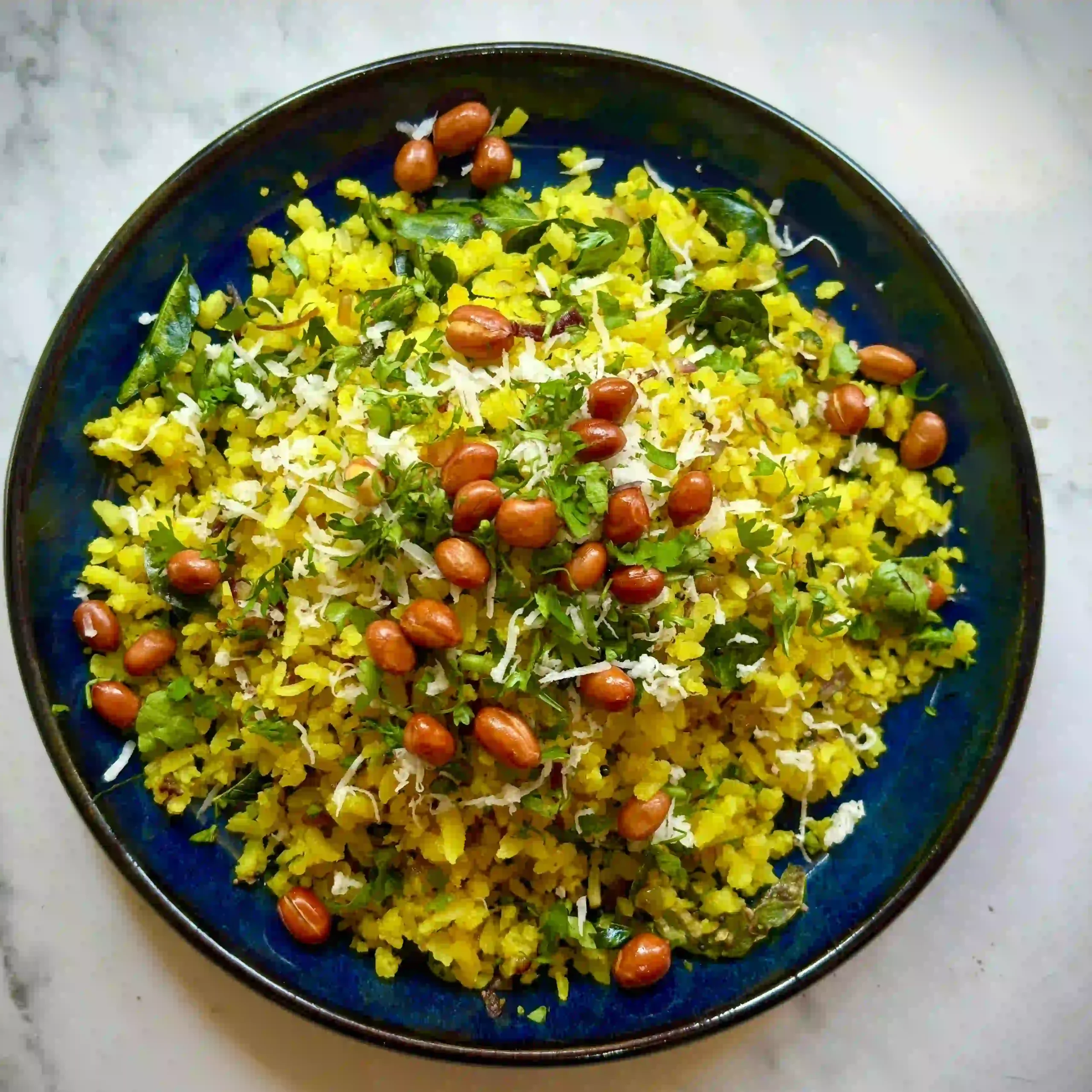 Light poha breakfast option after an early morning Mahakaleshwar Bhasma Aarti visit