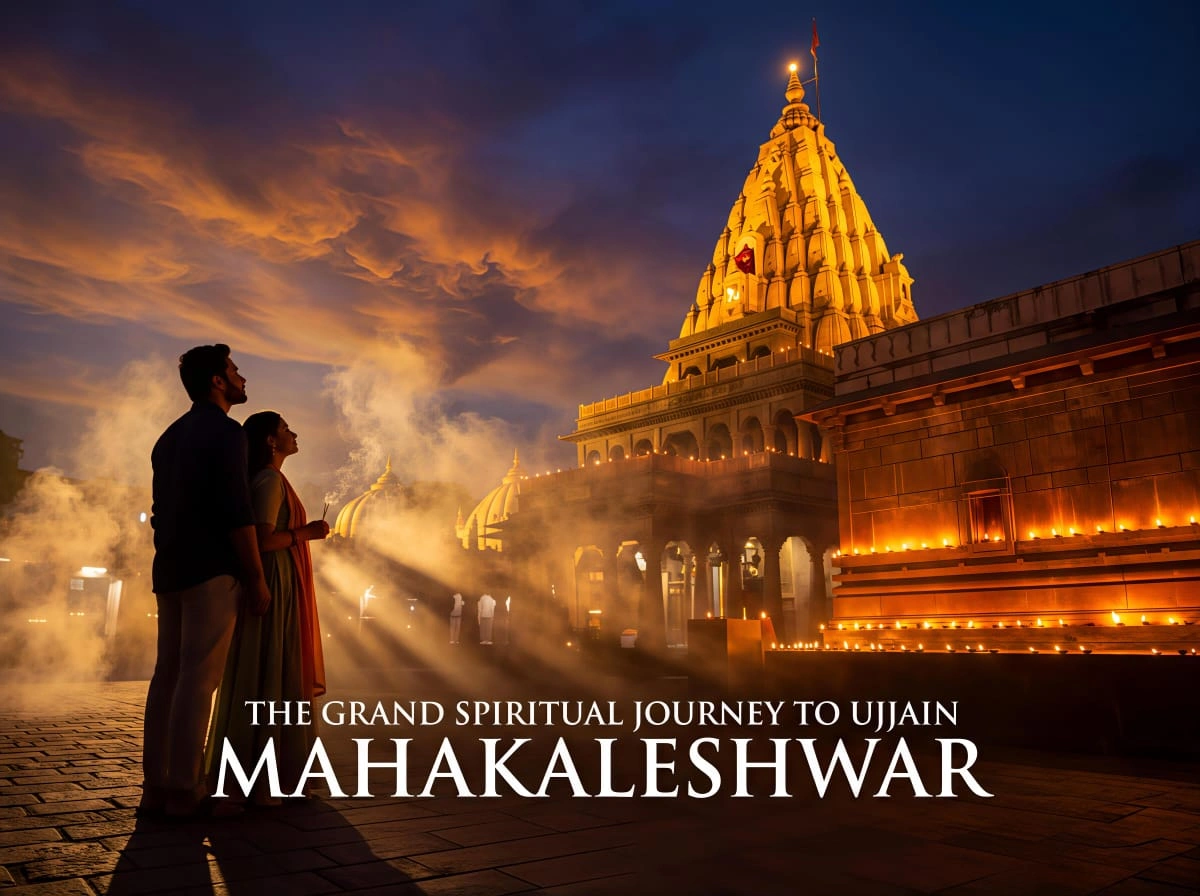 Indian couple on a peaceful Ujjain Mahakaleshwar trip