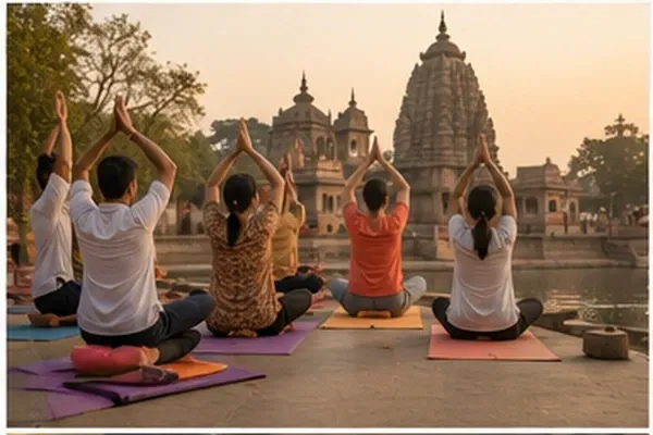 Guided yoga and meditation activity in Ujjain
