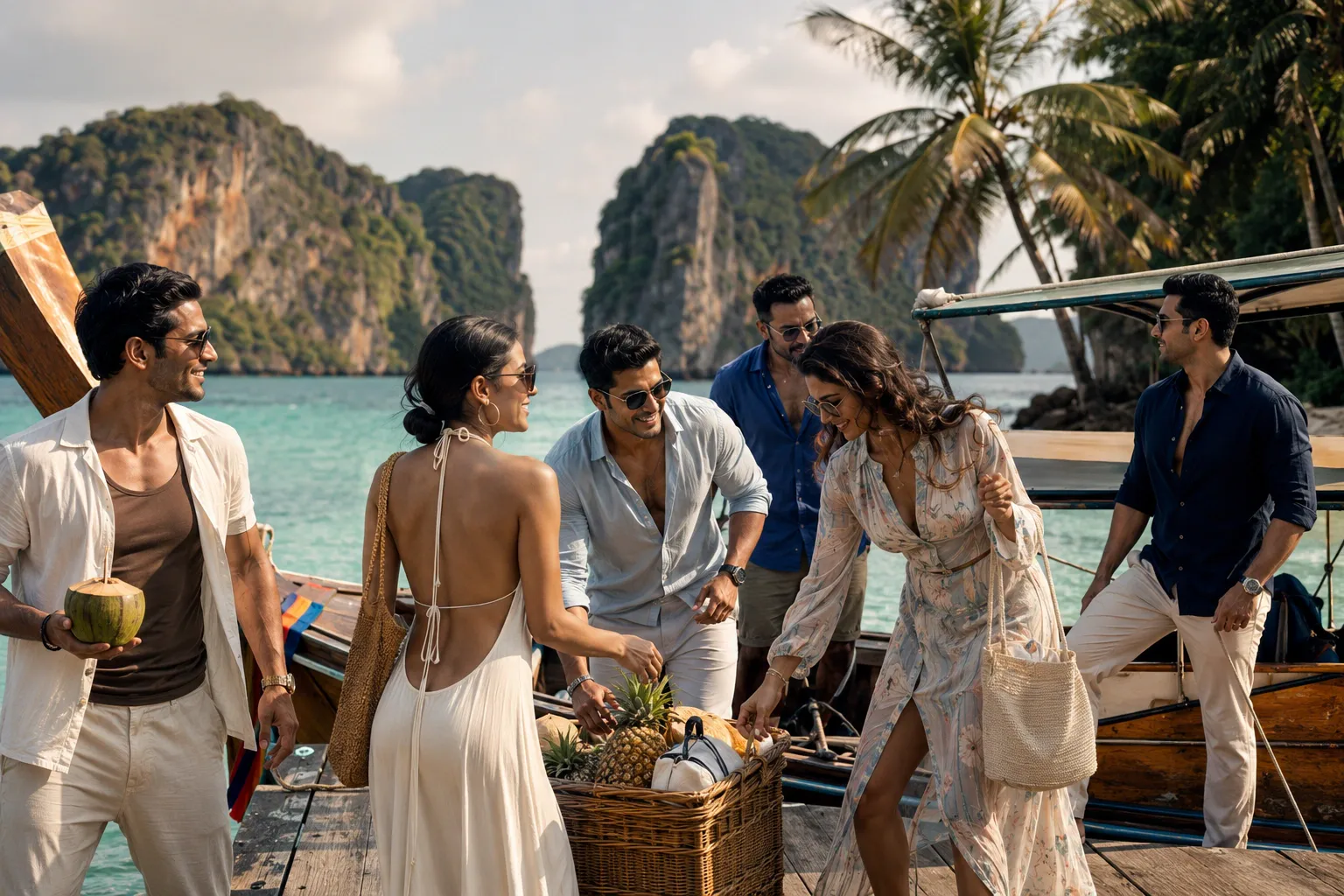 Friends travelling together on a private island transfer in Thailand during a personalised group journey