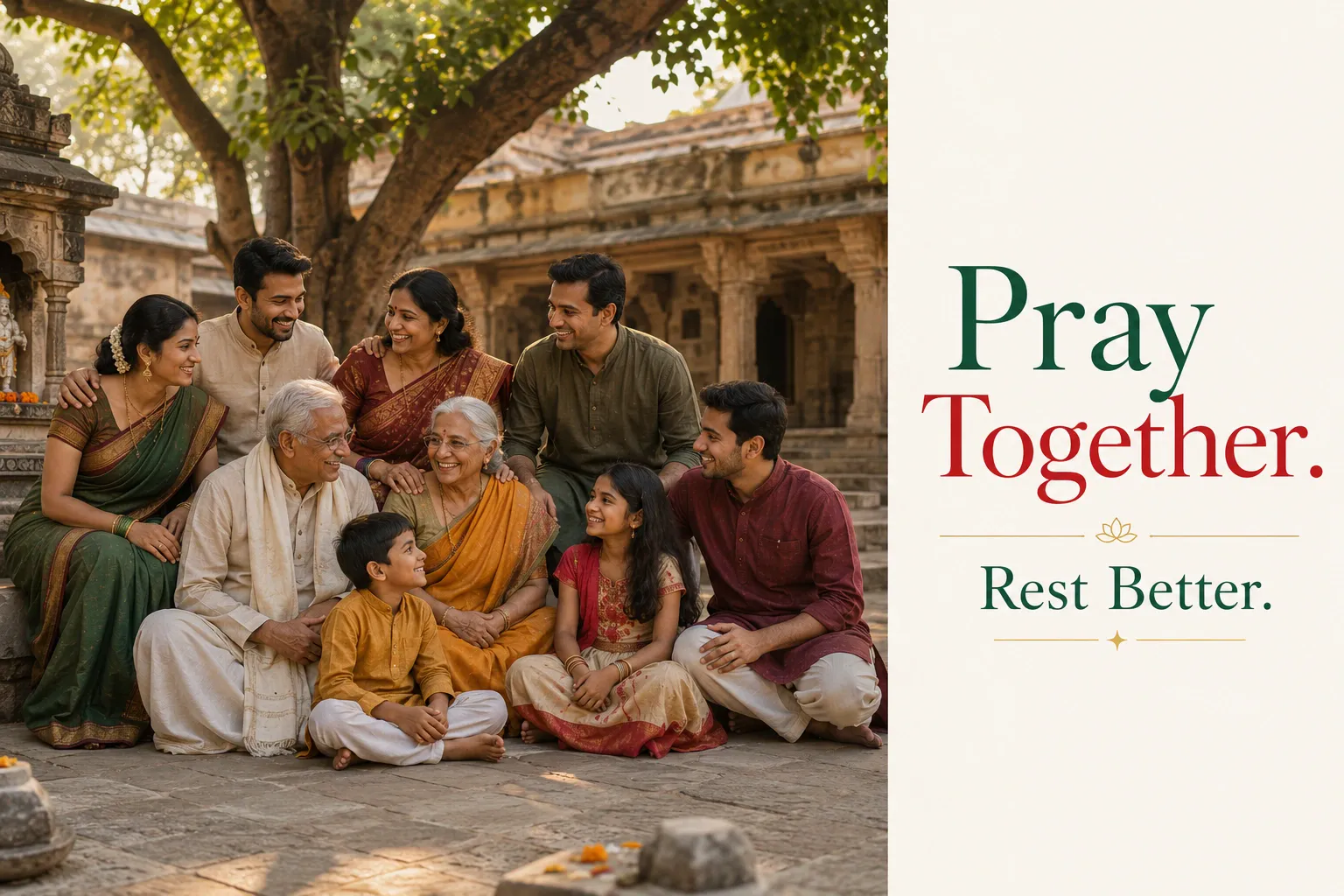 Multigenerational Indian family travelling together during a meaningful Ujjain journey