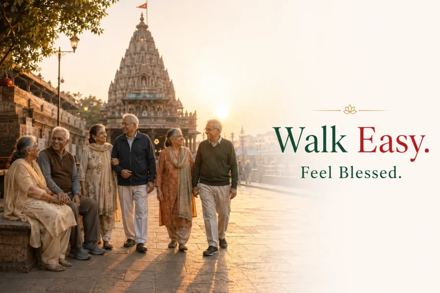 Senior Indian couples enjoying an easy-paced Mahakaleshwar pilgrimage during their Ujjain tour