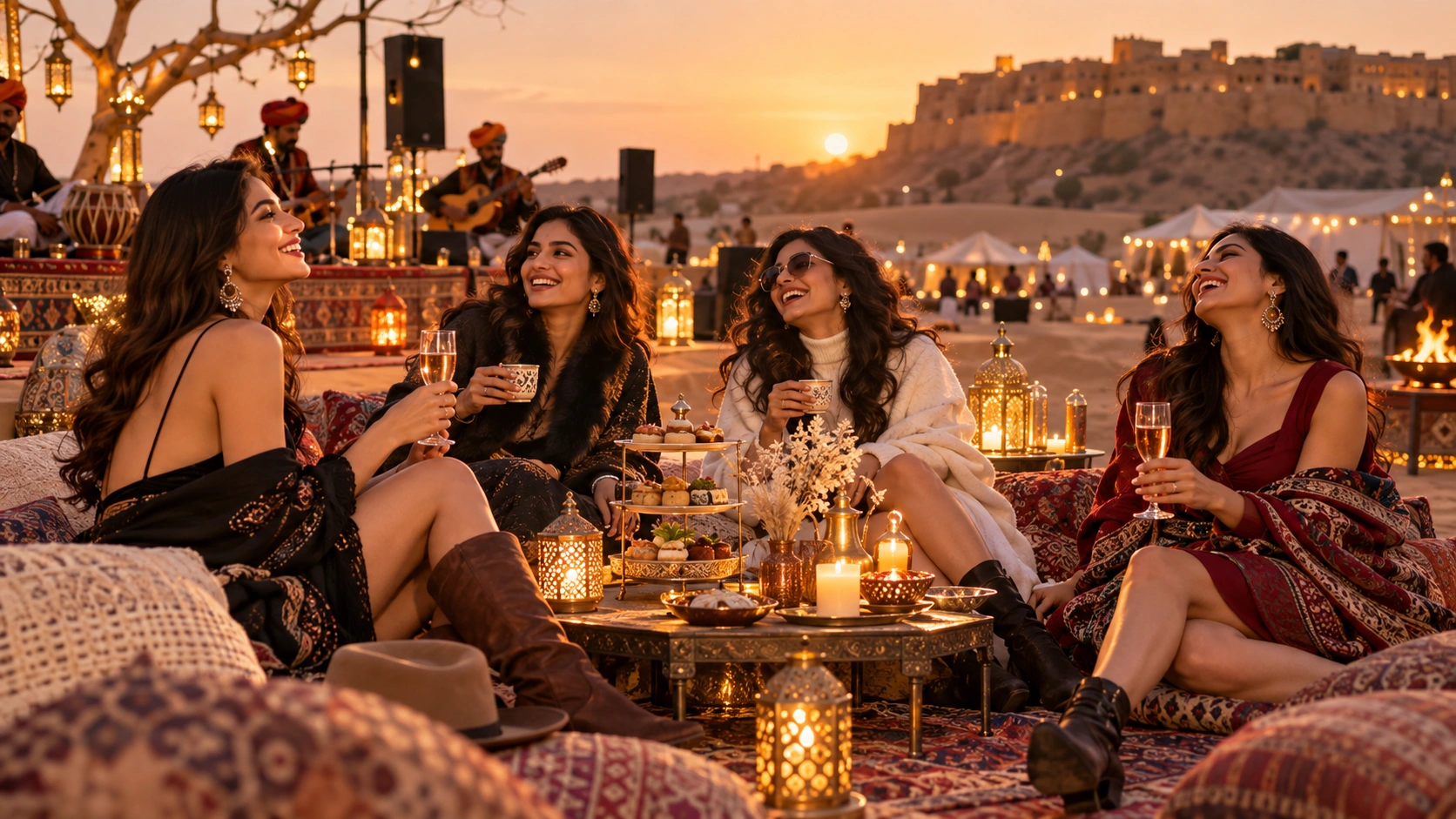 Indian women ready for a Jaisalmer cultural evening